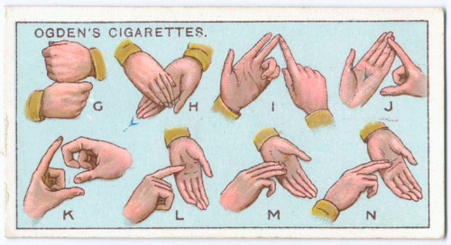 Alphabet for the Deaf and Dumb, Boy Scouts Series, 1903-17. Arents cigarette cards