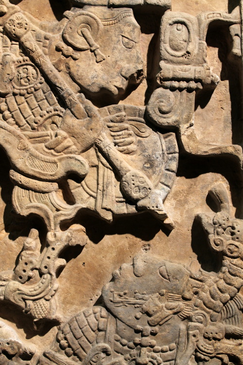 echiromani: Mayan lintel from Yaxchilan. The ancestral spirit Yat-Balam, in the guise of a warrior g