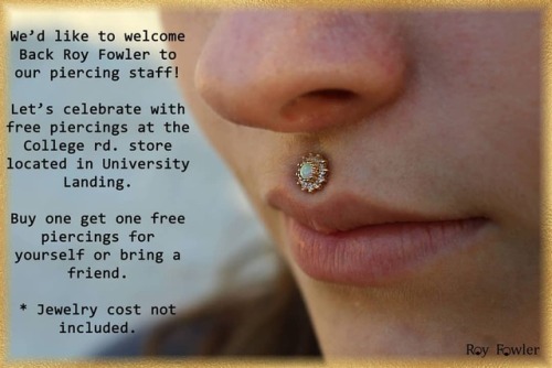 Were doing BOGO piercings until Thanksgiving at the college rd location! Come see me #safepiercing #