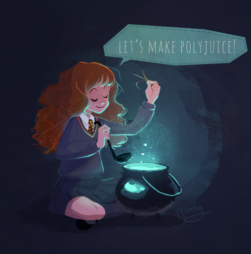 Hermione who is making some Polyjuice.