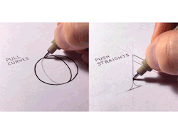 zombiefauns:  be-blackstar:  graphicdesignblg:  Quick Tip to Draw Straight Lines &amp; Avoid Shaky Hand Lettering by Sean McCabe Twitter: @visualvibs  Ooooh  this is a good guide but every fuckin time i see this post come around i see the right gif before