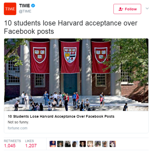 swagintherain: Harvard decided to rescind offers of acceptance to at leas 10 incoming youth for the 