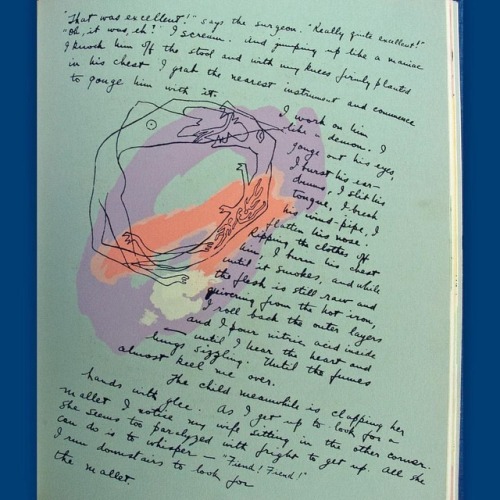 Today is American novelist Henry Miller’s birthday. Above is a page from Miller’s collaboration with