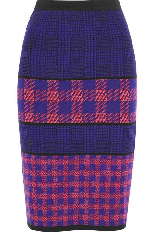 Mary Katrantzou Laro Houndstooth Intarsia Merino Wool, Cashmere and Silk Skirt, Bright Blue, Women&r