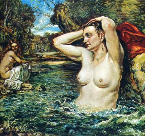 Nymphs bathing, 1955, Giorgio de ChiricoMedium: oil,canvas