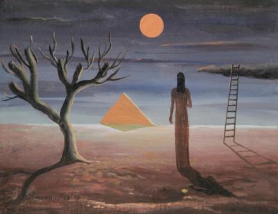 pirâmide e lua . 1947 . pyramid and moon .