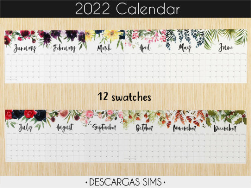2022 Calendar-12 swatchesDOWNLOAD! 