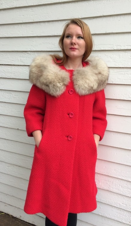  Vintage Fur Collar Coat Strawberry Youthcraft Winter Heavy S M   https://www.etsy.com/listing/55694