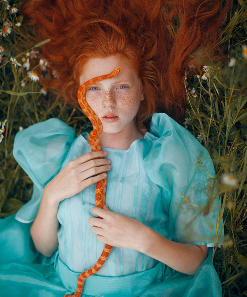 stopdropandvogue:  Enchanting portraits of wild animals and dreamy princesses. Photographed by Katerina Plotnikova 