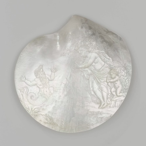 undines:Two carved oyster shells, Cornelis Bellekin (attributed to), c. 1670 - c. 1700, with scenes 