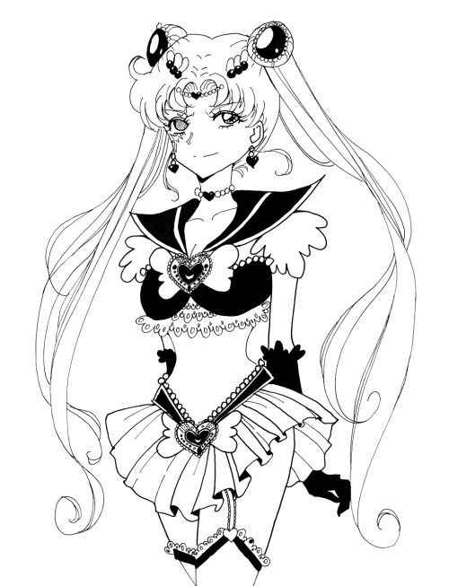 galaxiagorgeous:Ink doodle of Sailor Revolution, a fifth form of Sailor Moon born after the destruct