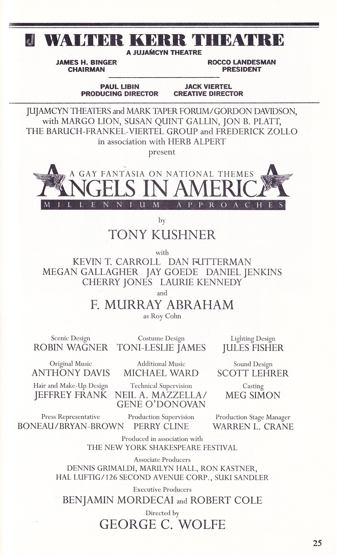 elflady:  Angels in America: Millennium Approaches Playbill, October 1994 Replacement