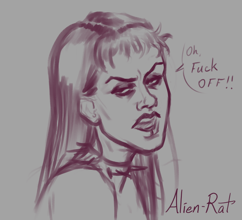 College-aged Lydia Deetz sketch!  She’s pissed at Beej constantly bothering her while she’s trying t