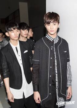 parkhyeongseop: Park Hyeongseop, Kim Taehwan &amp; Byeon Wooseok backstage for Munsoo Kwon @ Seoul Fashion Week SS15