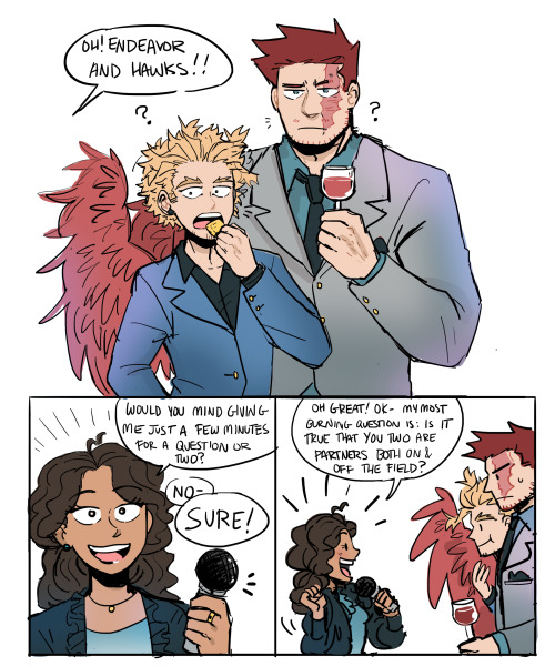 enji and hawks enjoy a nice evening at a gala <3