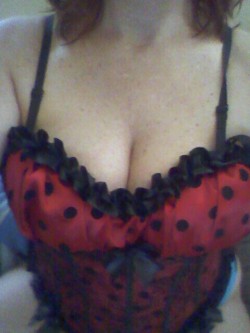 christinered:  christinered:  This Is After…..How Could I Resist???  I Do Love My Ladybug Print.The Corset Fits Perfectly…Don’t You Agree?   I used to be a Ladybug.They still call me ~Red