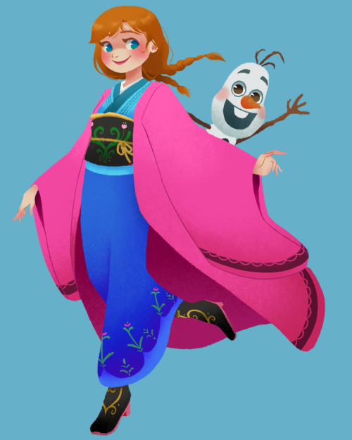 card-arty:Princess Anna of Arendelle in kimono ❄️❄️