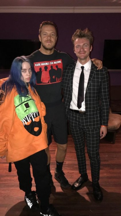 Dan Reynolds with Billie Eilish and Finneas O'Connel at Turn Up The Love event in Los Angeles (Oct. 