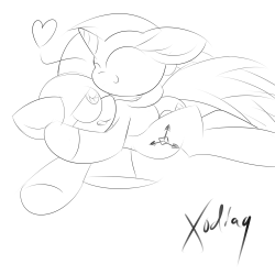 youobviouslyloveoctavia:  xodiaq:  I don’t know why, but I felt the urge to draw FemXodi snuggling with Scram… Either way, it’s a cute thing, so enjoy!  This is really sweet. Thank you Xodi! &lt;3  X3