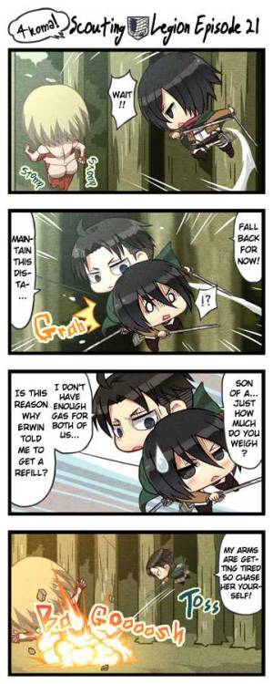  Scanlated by Kisu Manga  elvendashears, you’re definitely not wrong here because as the official 4koma revealed long ago, Levi actually does have a hard time carrying her…