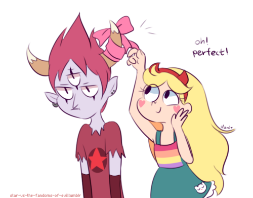 star-vs-the-fandoms-of-evil: Star and Marco and their wonderful tall angry demon friend Tom 
