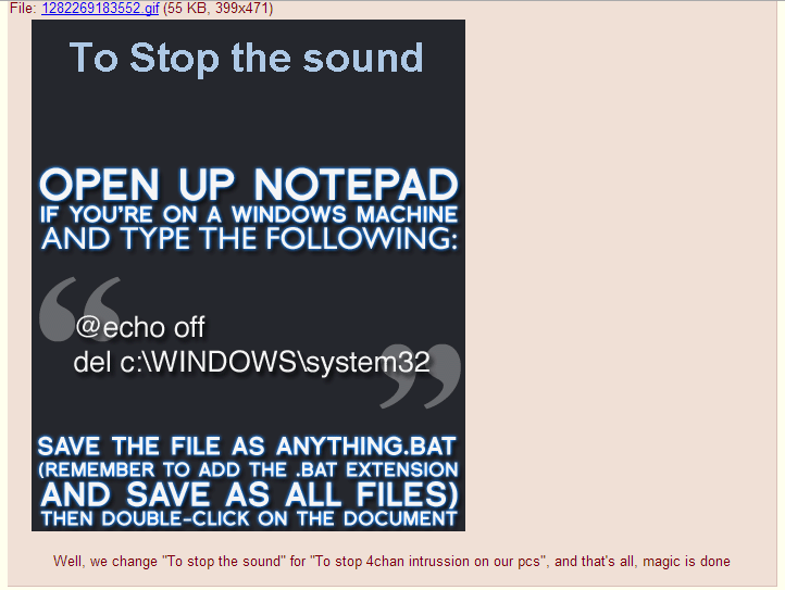 thatmetticguy:
“ robotrebelranch:
“ thedarkkonoha:
“ dokidokiprettycure:
“ Yo. Thought I’d let you guys know that they’re planning on tricking us into deleting out System 32, which would render our computers useless.
Don’t fall for it.
”
Okay so...