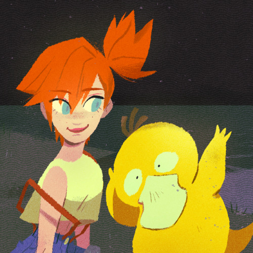paneeps: psyduck was one of my favorite pokemon growing up and misty was my fav character, so i had to draw them together at least once lol > u< <3 <3 <3