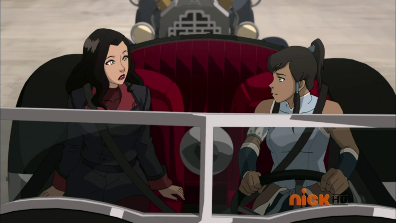 swan2swan:  Korra and Asami exchanging looks in Book 3.  korrasami language &lt;