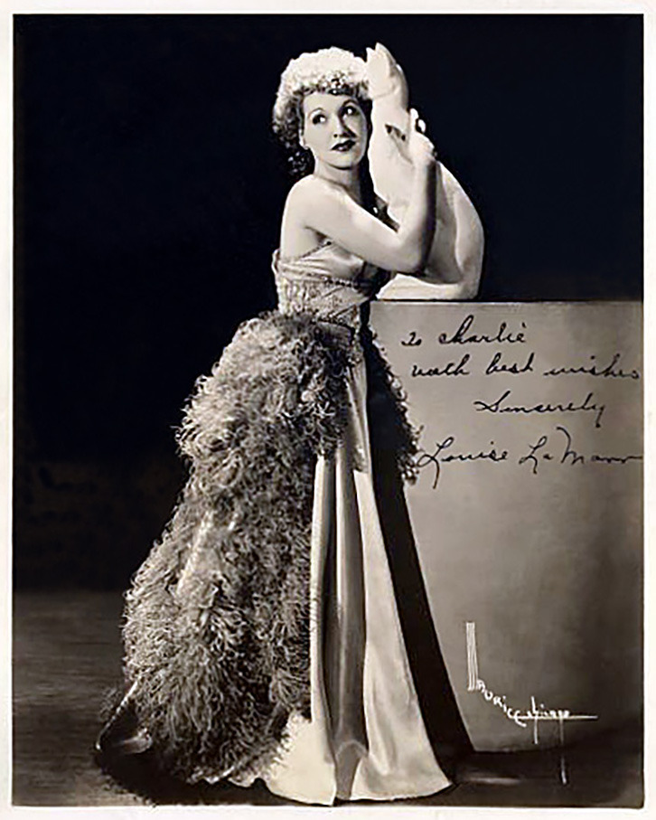 Louise LaMarr    Vintage 50’s-era promo photo personalized: “To Charlie — With