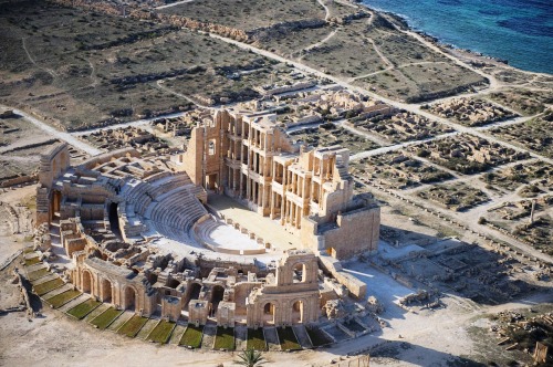 archaicwonder:  Roman Theater at Sabratha, Libya  The port city of Sabratha was established around 5