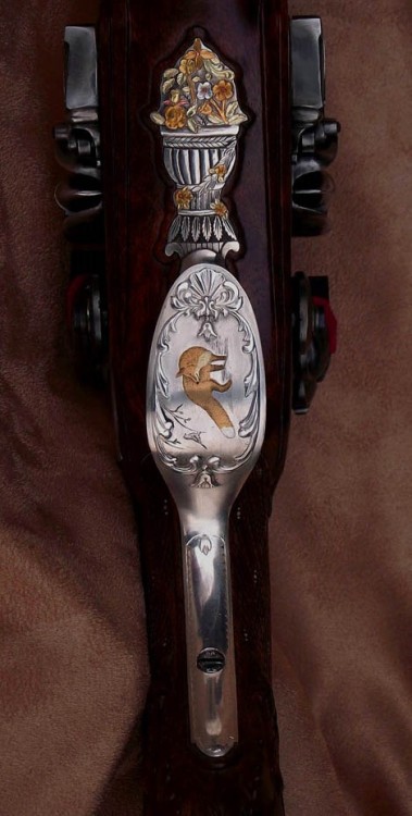 Comtemporary made flintlock double barrel fowler done in 18th century French style.  Handmade by J.W