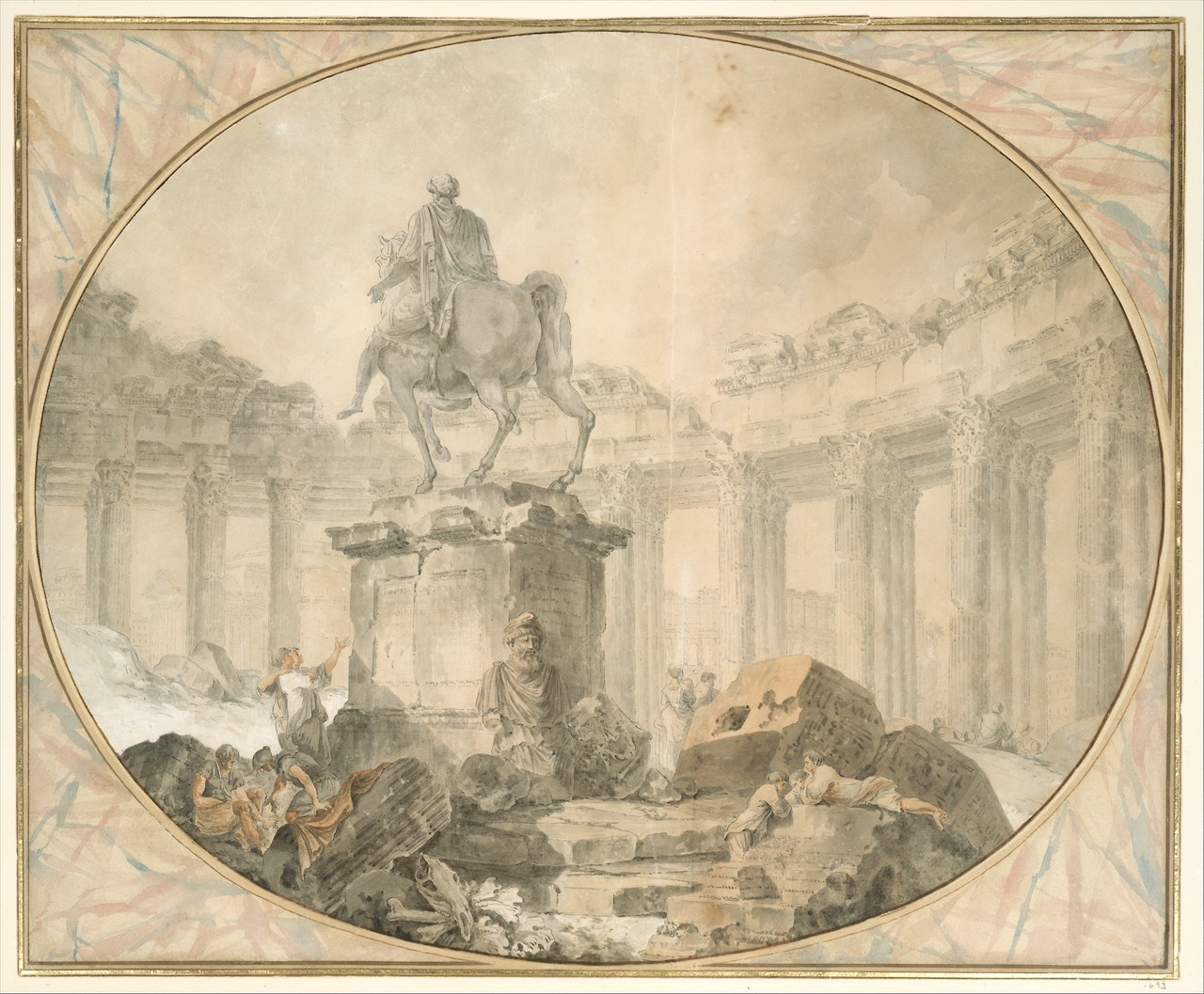 the-met-art:  Equestrian Statue of Marcus Aurelius by Hubert Robert, Robert Lehman