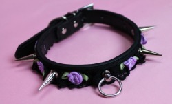 kittensplaypenshop:  We will now be able to add lace and roses to our faux leather collars! :3 All machine sewn so it’s quiet durable.
