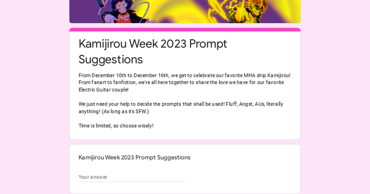Kamijirou Week 2023 Prompt Suggestions