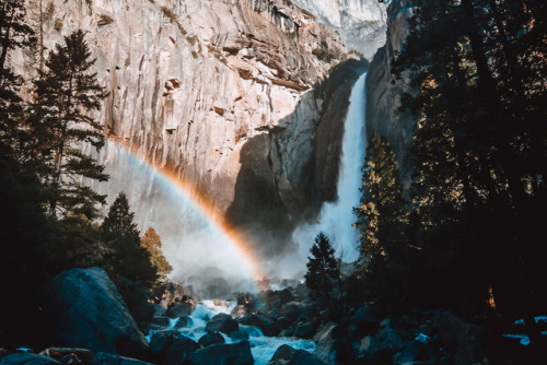 jasonincalifornia:Lower Yosemite Falls and a Rainbow all to MyselfSociety6