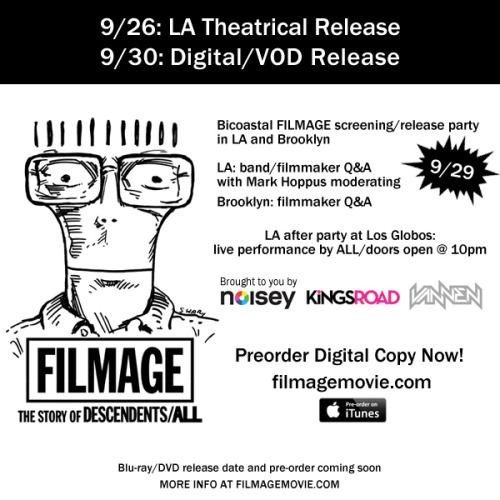 the movie is finALLy coming out. NY / LA release parties. pre order at https://filmage.com