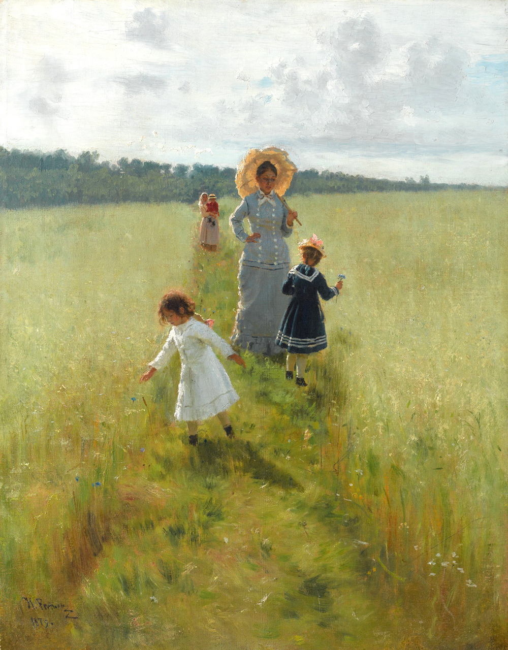 sulphuriclike:Ilya Efimovich RepinAt the Boundary (Vera Alexeyevna Repina Is Walking