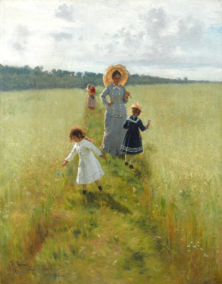 sulphuriclike:Ilya Efimovich RepinAt the Boundary (Vera Alexeyevna Repina Is Walking along the Boundary with Her Children), 1879The State Tretyakov Gallery, Moscow