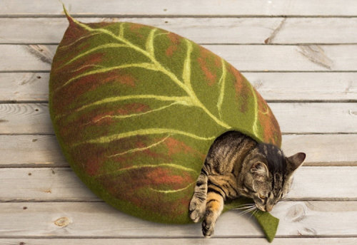 mymodernmet:Handfelted Cat “Caves” Give Felines a Cozy Place to Curl Up