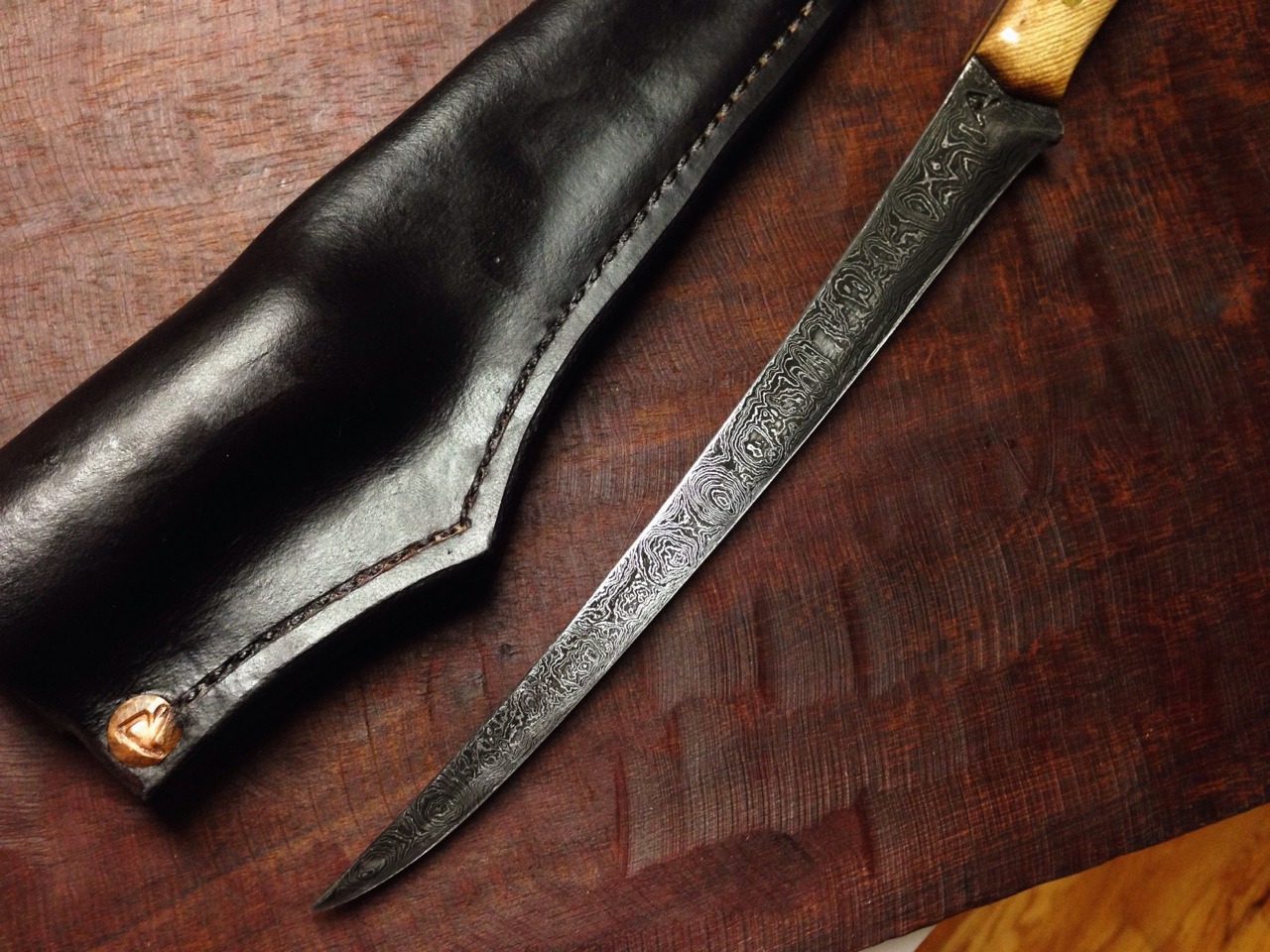 redforgeworks:  7 in. Damascus Fish Fillet