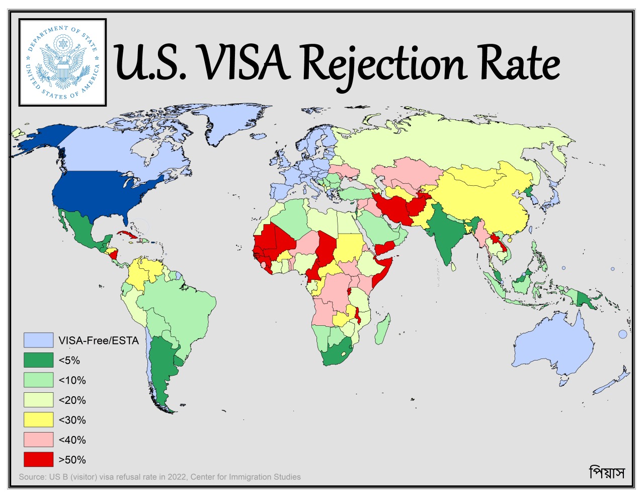 US VISA Rejection Rate By U Mangolicious786 Maps On The Web