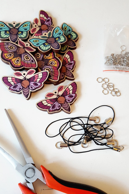 Wooden Moth Charms