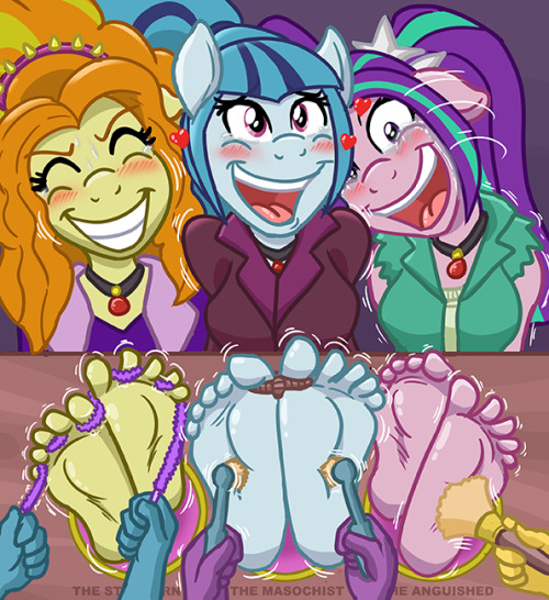 Two new pics to do with happy, playful mlp sole tickles. &lt;3 The 4 characters in stocks picture is