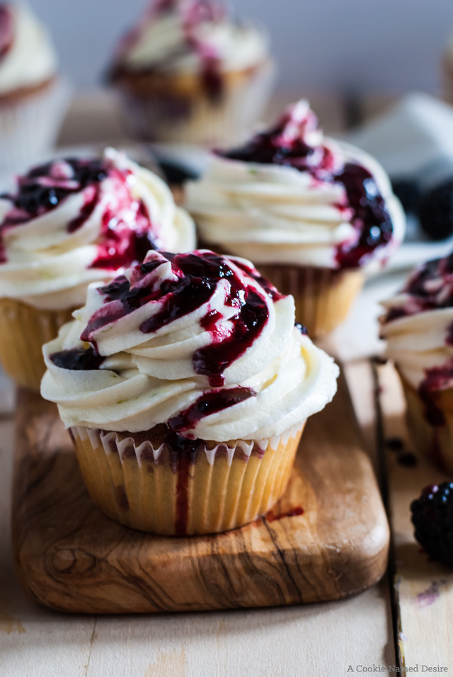 marmaladetart:  Blackberry Lime Cupcakes with Lime Frosting 