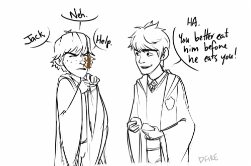 derpfire:Hogwarts AU! just a doodle to get me out of my art slumpNO BUT SERIOUSLY HOW DO YOU EAT THO