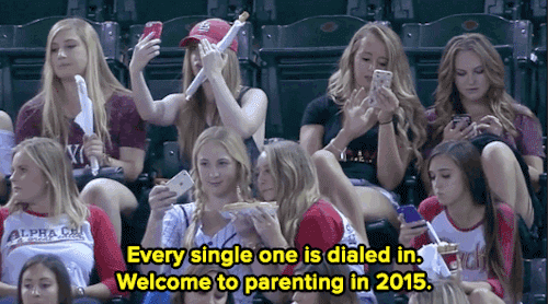 povverbottoms:micdotcom:Male announcers mock young women for taking selfies during a baseball game T
