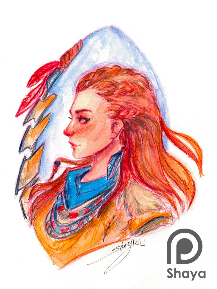 Aloy from Horizon Zero Dawn fan art in my art style! I did a livestream last night and the end result is this. I used my 