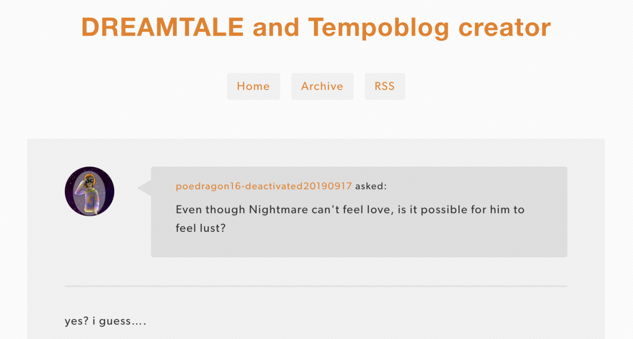 DREAMTALE and Tempoblog creator on Tumblr