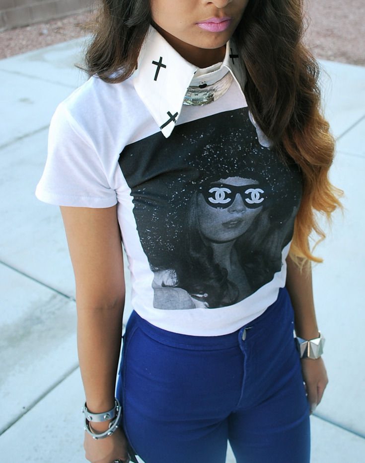 fashionpassionates:  Get the tee here: Kate Moss Eyed Tee Get the cap here: Spike-Cap