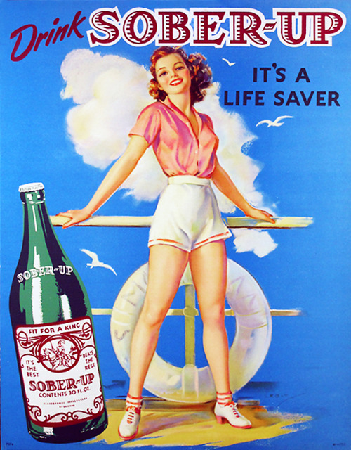 Sober-Up soda / advertising illustration by Jules Erbit, 1940’s.